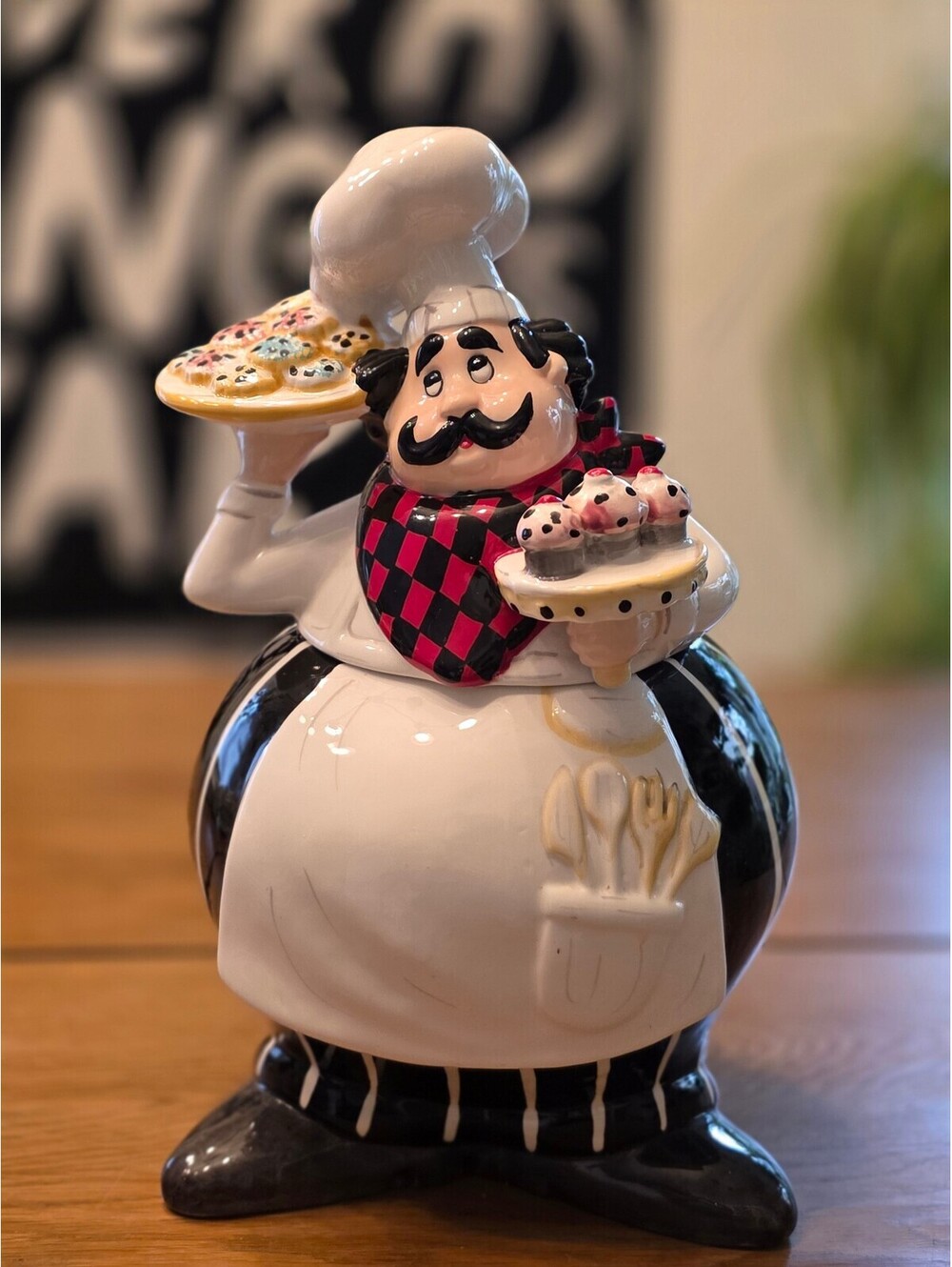 Vintage American Atelier "Buon Appetito" Ceramic Chef Cookie Jar – Excellent